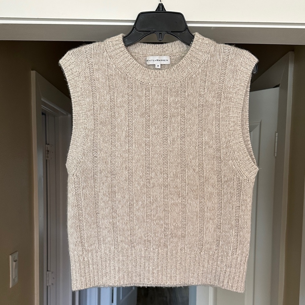 White + Warren Cream Sleeveless Sweater